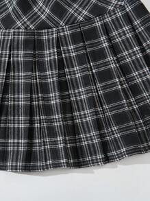 Cami Top & Plaid Pleated Skirt & Crop Sweatshirt - Multicolor - View 8