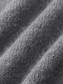 SHEIN LUNE Suéter de punto de unicolor con parches de encaje para mujer, otoño e invierno - Gris Claro - Ver 5