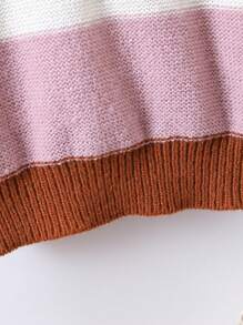 SHEIN Bé gái tuổi teen Vòng cổ Khối màu Áo len - Nhiều màu - Xem 5