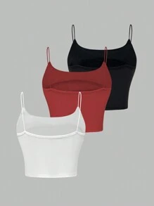 SHEIN Unity Màu thuần Phù hợp Áo ba lỗ Áo - Nhiều màu - Xem 2