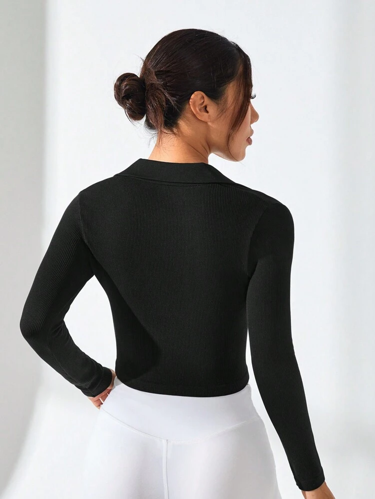 Women's Solid Color Cropped Sports T-shirt