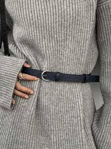 DAZY 深藍色pu皮革扣帶