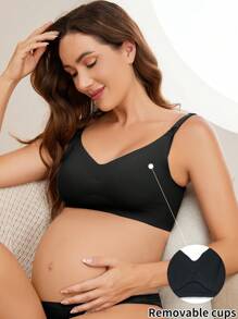 Moonlight&Mama Maternity Solid Color Nursing Bra For Mother - Black - View 7