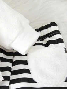 Baby Girls' Striped Print Homewear Clothes - Black and White - View 4