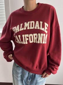 DAZY Women's Letter Print Drop Shoulder Sweatshirt