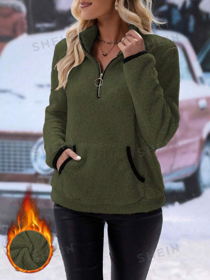 Half zip fluffy sweatshirt store