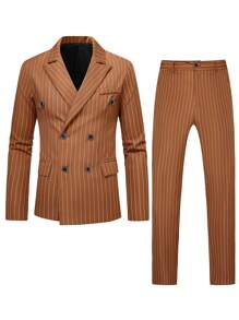 Manfinity Mode Nam Sọc Bộ đồ Bộ - Cà phê nâu - Xem 3