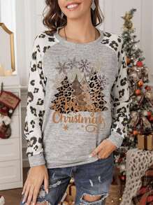 聖誕圖案插肩袖運動衫