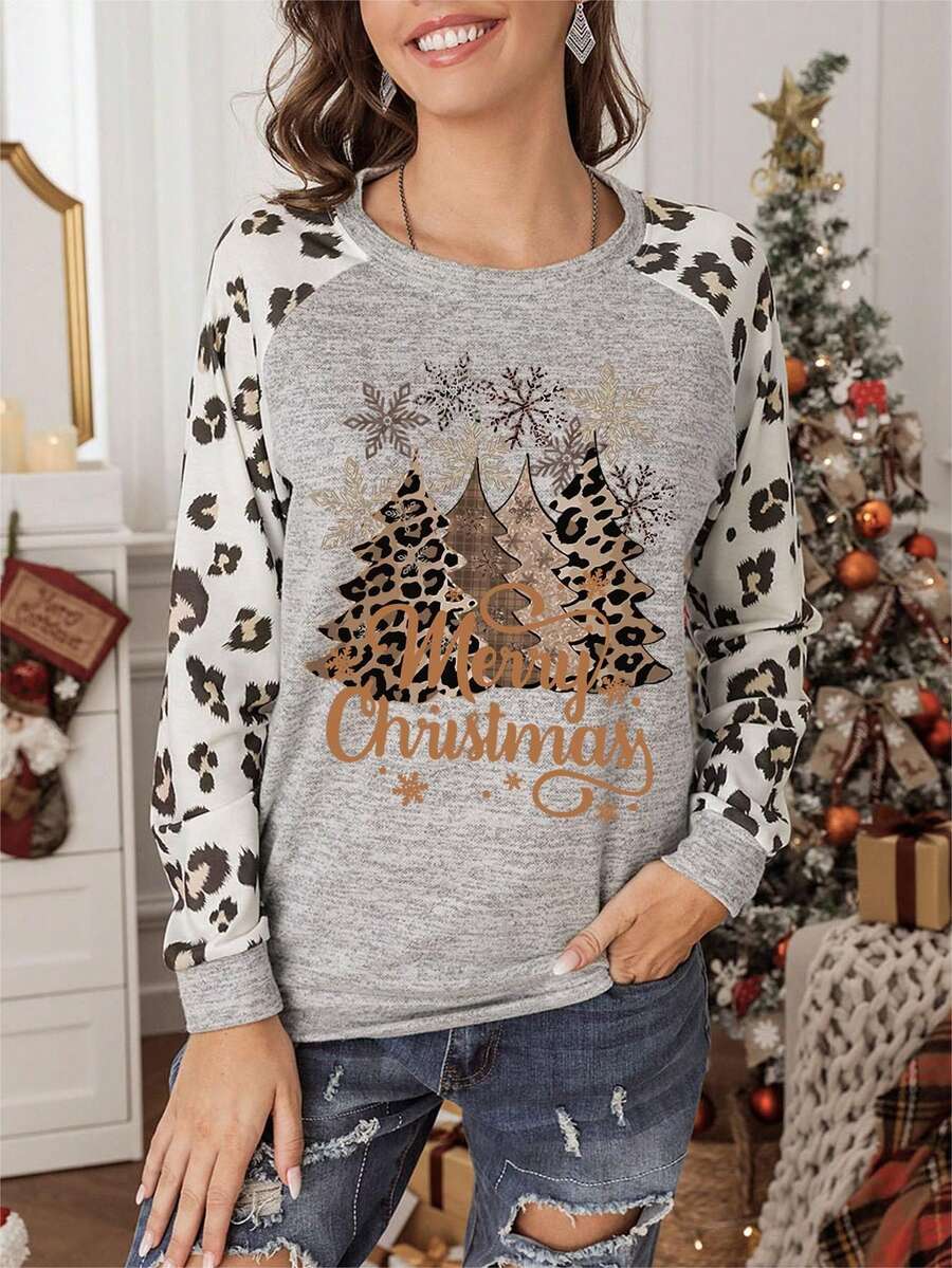 聖誕圖案插肩袖運動衫