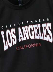 SHEIN Young Boy Round Neck Black Printed 2pcs Set - Multicolor - View 5