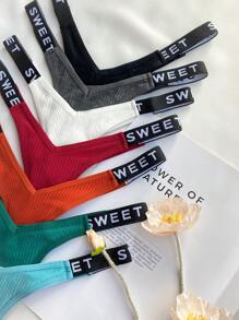 瑜伽 7 件/套文字印花性感丁字裤运动胶带 - 彩色 - 查看 4