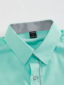 Manfinity Mode Men's Color Block Striped Long Sleeve Shirt - Mint Green - View 5