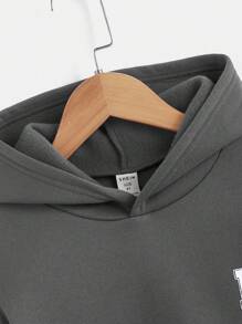 SHEIN 青少年男孩字母图案运动衫，适合春秋季日常休闲运动服 - 灰色 - 查看 3