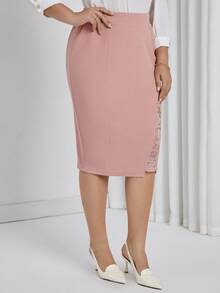 EMERY ROSE Của phụ nữ Kích thước lớn Ren Vá lại Váy - Hồng - Xem 6