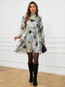 GENKIRA Vestido De Manga Larga Con Estampado De Cachemira Para Mujer - Multicolor - Ver 4