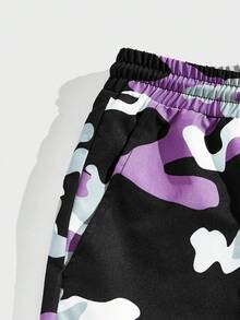 GENTILAND 男士迷彩印花束口褲,蓋式口袋長褲 - 黑色 - 查看 4