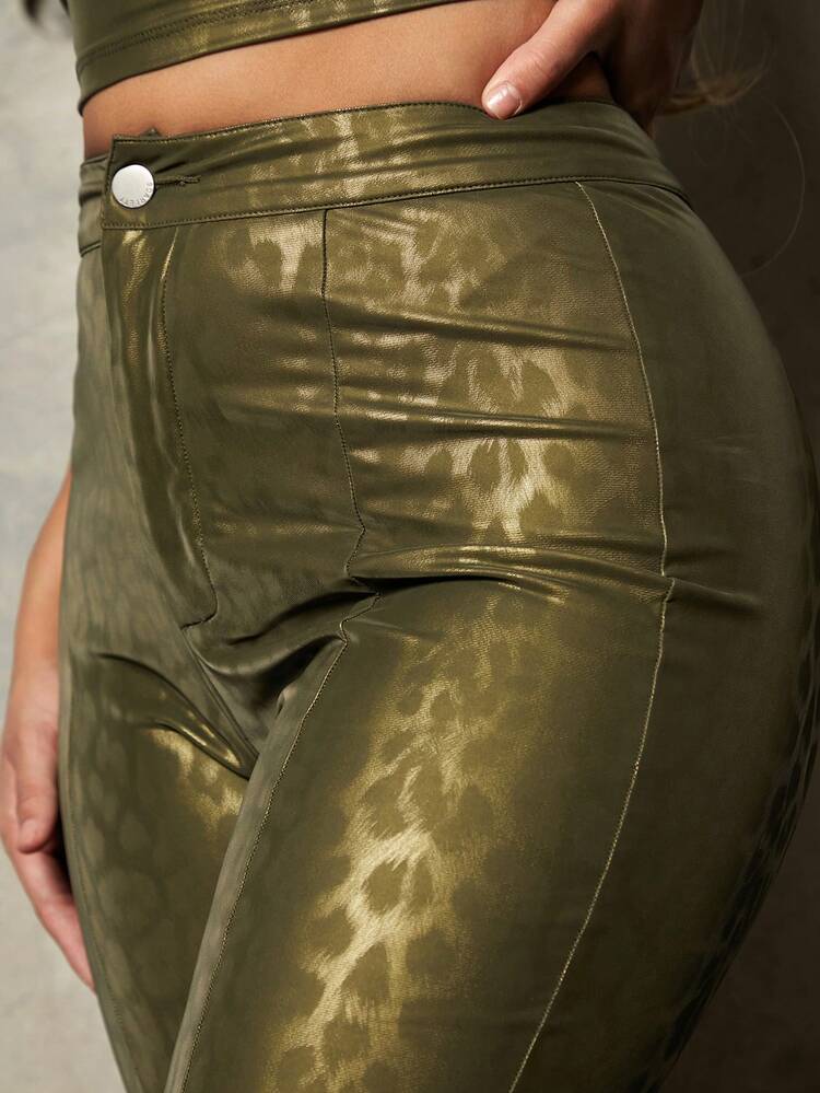 Women'S Leopard Print Slit Pants