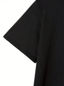 Men's Letter And Flame Printed Short Sleeve T-shirt - Black - View 4