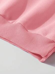 SHEIN EZwear 女式粉紅圓領印花套頭衫 - 粉色 - 查看 3