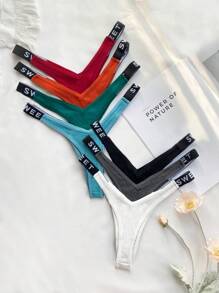 瑜伽 7 件/套文字印花性感丁字裤运动胶带 - 彩色 - 查看 2