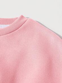 SHEIN EZwear 女式粉紅圓領印花套頭衫 - 粉色 - 查看 5