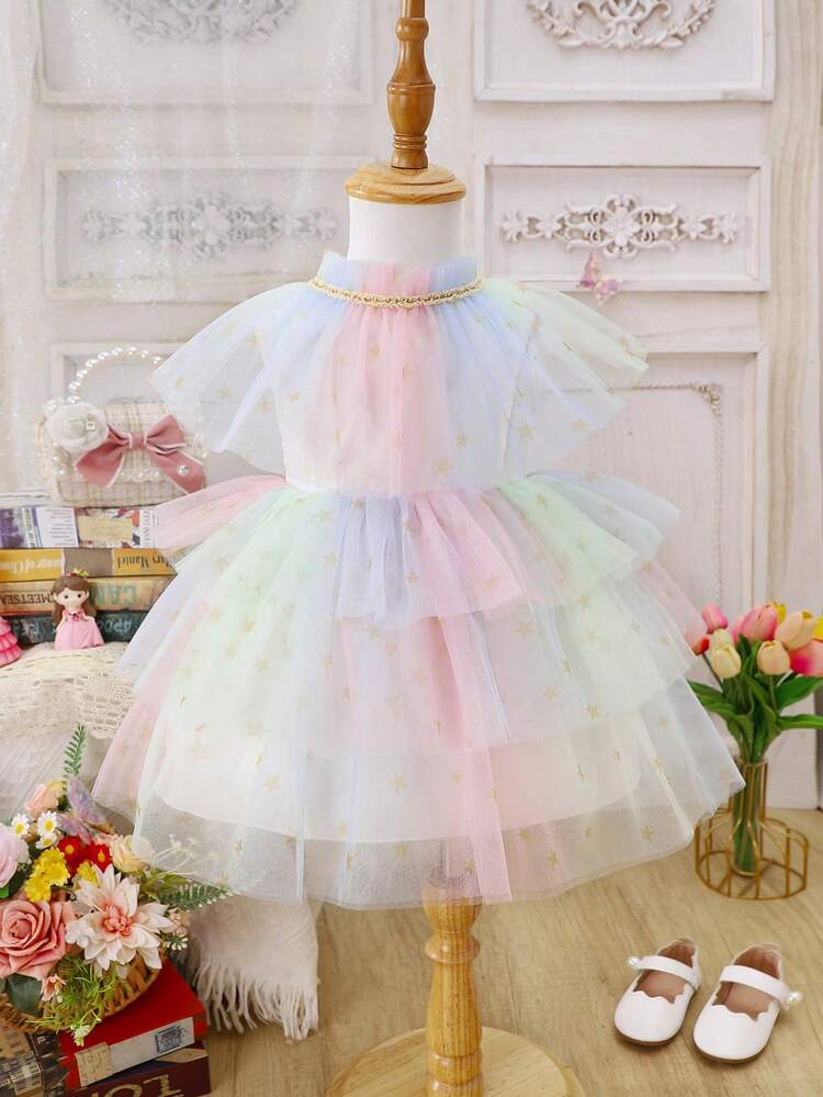 Baby Girls' Multi-color Multi-layered Mesh Dress