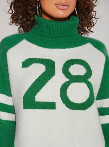 Hauture Number Pattern Turtleneck Sweater
