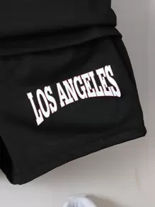 SHEIN Young Boy Round Neck Black Printed 2pcs Set - Multicolor - View 6