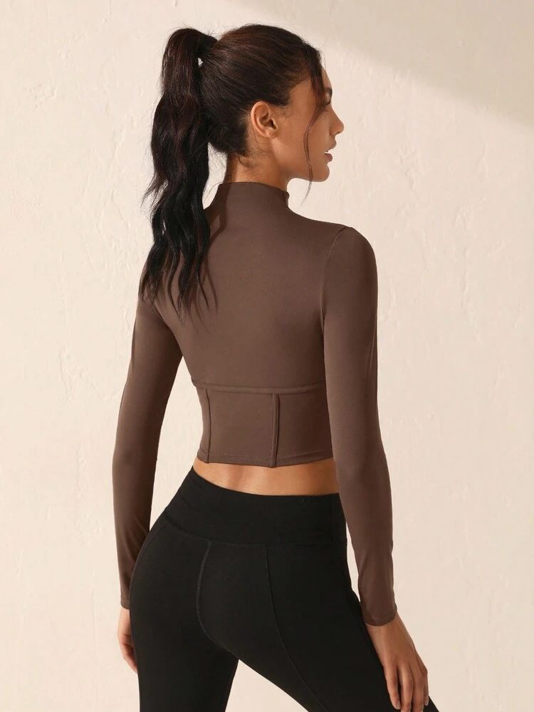 Women's Solid Color Stand Collar Sports T-shirt