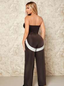 SHEIN SXY Overalls sexy outfits club  Colorblocked Racing Outfit 2pcs/set - Multicolor - View 2