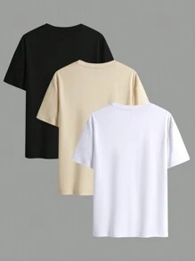 Manfinity EZcore 3pcs Men Funny Astronaut With Letter Graphic Print Short Sleeve T-Shirt, Boyfriend Gift, For Going Out