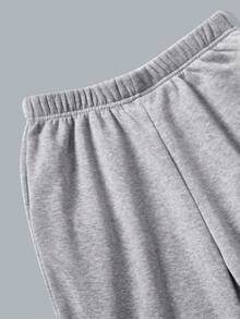 SHEIN Unity Của phụ nữ Màu xám Áo nỉ Và Quần thể thao Bộ - Xám - Xem 5