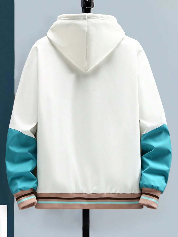 Men's Letter Print Contrast Color Jacket