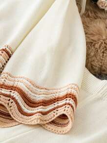 Calvaya 加大尺碼條紋喇叭袖毛衣套裝 - 彩色 - 查看 4