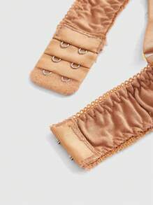 ROMWE Plush Teddy Bear Embroidered Wire-Free Bra Set, Kawaii - Brown - View 4