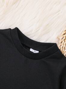 Young Boy Slogan Graphic Thermal Lined Sweatshirt - Black - View 3