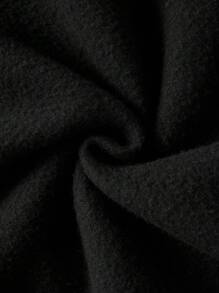 SHEIN EZwear Áo nỉ dài tay cỡ lớn in hình hoạt hình, có dây rút và lớp lót giữ nhiệt. - màu đen - Xem 3