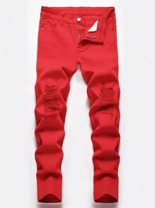 少年男孩撕裂破洞牛仔褲