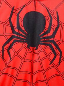幼童男孩蜘蛛圖案印花運動衫和褲子套裝 - 紅色 - 查看 4