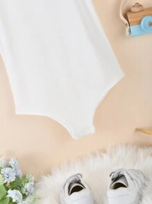 Body De Cuello Redondo Y Manga Corta De Color Sólido Para Niña Adolescente - Blanco - Ver 7