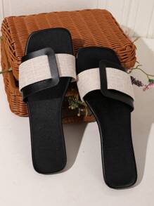 Women's Summer Outer Wear, Fashionable, Versatile Women's Slippers, Girls' Flat Slippers, Color Matching, Simple And Fashionable Flat Slippers, Holiday Beach Roman Sandals