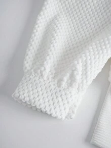 SHEIN Unity Vòng cổ Áo sơ mi Với Túi có nắp Và Dây rút Đáy Hem , Tay áo dài - trắng - Xem 6