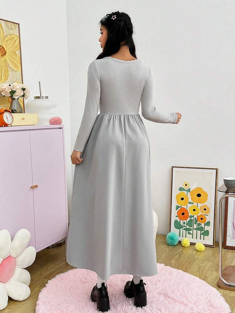 Women's Solid Color Square Neck Dress