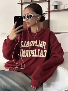 DAZY Women's Letter Print Drop Shoulder Sweatshirt