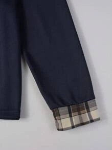 Manfinity Homme Men's Plaid Long Sleeve Polo Shirt - Royal Blue - View 6