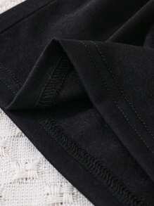 Baby Boy Casual Simple Fun Lovely Letter Print Top, Suitable For Valentine'S Day - Black - View 3