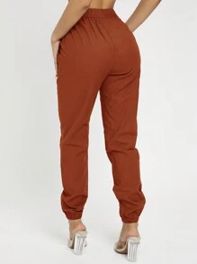 SHEIN PETITE Women's Cropped Pants - Rust Brown - View 2