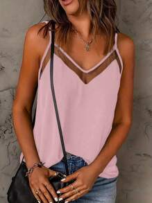 SHEIN EZwear Plus Size Women's Mesh Contrast Cami Top