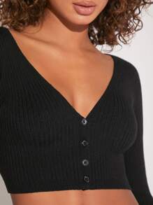 Hauture Lace Up Backless Crop Cardigan - Black - View 4