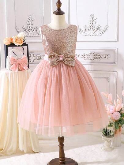 Vestido Sin Mangas Adornado Con Mariposas Doradas Brillantes Para Niñas Preadolescentes Para Fiestas